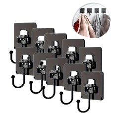 10 Adet Duvara, Dolapa Yapışan Güçlü Yapışkanlı Siyah Duvar Askısı