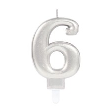 6 Rakam Mum Gümüş Renk