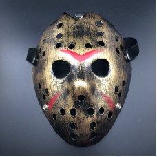 Bakır Renk Kırmızı Çizgili Tam Yüz Hokey Jason Maskesi Hannibal Maskesi