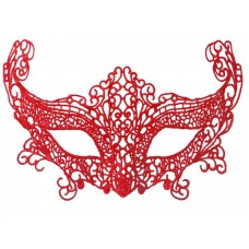 Kırmızı Renk Dantel Örgü İşlemeli Parti Maskesi Model 3