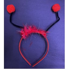Kırmızı Ponponlu Gösteriler İçin Plastik Uğur Böceği Tacı