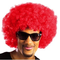Kırmızı Renk Kıvırcık Afro Bonus Peruk
