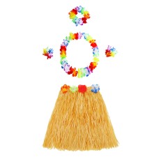 Luau Aloha Hawaii Kolye Etek Taç ve Bileklik Seti Turuncu