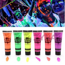 Neonlu Glow Parti Yüz Boyası 6 Renk 6 Adet