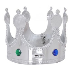 Plastik Kral Tacı Gümüş Renk Yetişkin 55 cm
