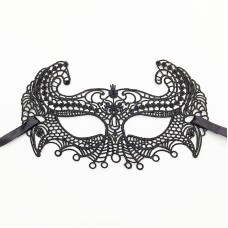 Siyah Renk Kulaklı Dantel Parti Balo Maskesi