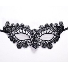 Siyah Renk Halkalı Model Dantelli Parti Balo Göz Maskesi Model 1