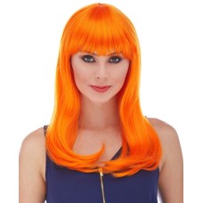 Turuncu Renk Uzun Düz Parti Peruğu
