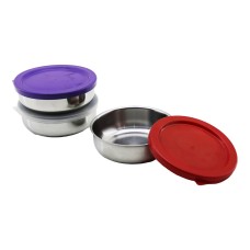 12CM   ÇELİK  SAKLAMA KABI  RENKLİ - ŞEFFAF PLASTİK KAPAK