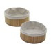 2Lİ YUVARLAK BAMBU KENAR ORGANİZER SEPET AHŞAP ALTLIK - BEZLİ Ç:24.5CM Y:10CM - Ç:20CM Y:8CM