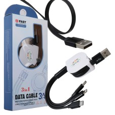 3 IN 1 SİYAH ŞARJ KABLOSU