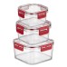 3'lü Pratik Silikon Contalı Sızdırmaz Kapaklı Sağlam İstiflenebilir Saklama Kapları