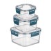 3'lü Pratik Silikon Contalı Sızdırmaz Kapaklı Sağlam İstiflenebilir Saklama Kapları