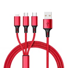 3IN1 KIRMIZI 1.2 METRE (MICRO USB - LIGHTNING - TYPE C) TELEFON ŞARJ KABLOSU
