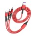 3IN1 KIRMIZI 1.2 METRE (MICRO USB - LIGHTNING - TYPE C) TELEFON ŞARJ KABLOSU