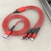 3IN1 KIRMIZI 1.2 METRE (MICRO USB - LIGHTNING - TYPE C) TELEFON ŞARJ KABLOSU