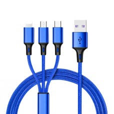 3IN1 MAVİ 1.2 METRE (MICRO USB - LIGHTNING - TYPE C) TELEFON ŞARJ KABLOSU