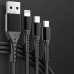3IN1 SİYAH 1.2 METRE (MICRO USB - LIGHTNING - TYPE C) TELEFON ŞARJ KABLOSU
