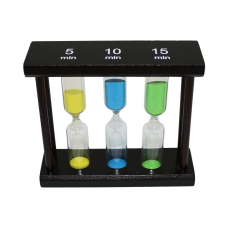 5-10-15 DK 3LÜ CAM KUM SAATİ AHŞAP STANDLI