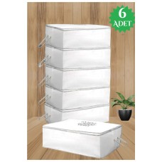 6 Adet Set Baza Altı Hurcu-Baskılı Çok Amaçlı Yastık Yorgan Saklama Hurcu 65x45x24 cm