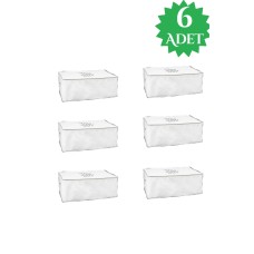 6 Adet Set Yastık Hurcu-Baskılı Çok Amaçlı Yastık Yorgan Kazak Saklama Hurcu 55x28x22 cm