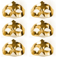 Altın Metalize Renk Düz Balo Parti Maskesi 6 Adet