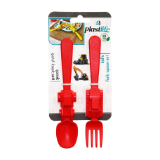 ARAÇ FİGÜRLÜ PLASTİK ÇOCUK ÇATAL - KAŞIK SETİ