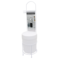 BEYAZ METAL AYAKLI WC KAĞITLIK YUVARLAK PLASTİK KOVALI