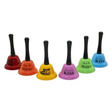 BÜYÜK   TUTMALI - SALLAMALI  RENKLİ METAL RESTORANT OTEL ZİLİ ÇAP: 7.5CM - PLS.SAPLI BOY: 13.5CM