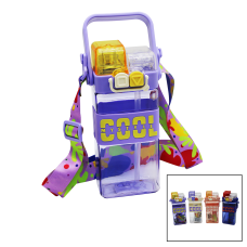 DİKDÖRTGEN - 2 KAPAKLI RENKLİ MİKA KRİSTAL SULUK MATARA PİPETLİ - KİLİTLİ KAPAK - TAŞIMA KULPLU - ASKILI 520ML - KARIŞIK RENK GÖNDERİLİR