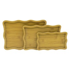 DİKDÖRTGEN - DALGALI KENAR - 3LÜ SET AHŞAP MDF SUNUM TEPSİ SETİ 13.5X23.5-19.5X29.5-23.5X33.5CM