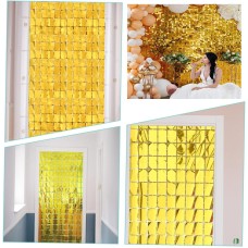 Ekstra Metalize Altın Renk Disko Dikdörtgen Kesim Kapı Perdesi Dekorasyon 1x2 Metre