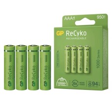 GP RECYKO 950 MAH AAA İNCE 4LÜ ŞARJLI KALEM PİL GP100AAAHCE-2EB4 (GPRHC103E001)