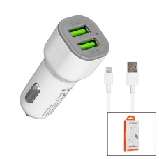 İPHONE - KABLOLU  OTO - ARAÇ ÇAKMAKLIK ŞARJ BAŞLIK SET  3.1A - 155W - 1MT KABLO  HY-X44