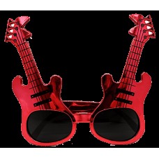 Kırmızı Renk Rockn Roll Gitar Şekilli Parti Gözlüğü 15x15 cm