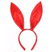 Kırmızı Renk Saten Kaplama Şekil Verilebilir Tavşan Kulak Taç 35x11 cm