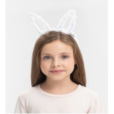 Led Işıklı Peluş Pofuduk Tavşan Kulak Tavşan Taç Beyaz 17X23 cm