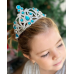 Mavi Taşlı Elsa Çocuk Tacı Prenses Tacı Kraliçe Tacı 16x14 cm