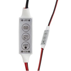 MİNİ ÜÇ TUŞLU TEK RENKLİ 12-24 VOLT LED KONTROL CİHAZI ( KIRMIZI- SİYAH KABLO)