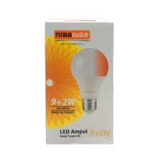 NİSALUCE EAMP-074/BK 9+2W E27 BEYAZ-KIRMIZI LED AMPUL