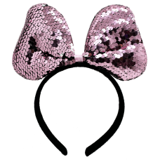 Renk Değiştiren Pullu Payetli Fiyonk Parti Tacı Pembe Gümüş Renk 20x16 cm