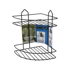 SİYAH  2 KATLI - ÜÇGEN METAL BANYO KÖŞELİK - DUŞKABİN RAF