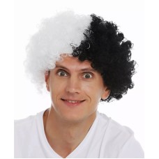 Siyah Beyaz Kıvırcık Afro Bonus Peruk Taraftar Bonus Saç