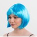 Turkuaz Renk Parti Peruğu Küt Saç