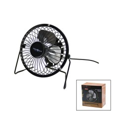 USB - MİNİ FAN METAL KASA - AYAK=360 DERECE MASA ÜSTÜ VANTİLATÖR 4-METAL PERVANE 13.5X11X15CM5V-2.5W