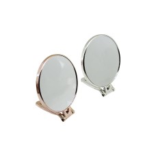 YUVARLAK   6 İNÇ= ÇAP:15CM  MAKYAJ AYNASI  ÇİFT TARAFLI   BRONZ - GÜMÜŞ PLS.ÇERÇEVE   KATLANIR AYAKLI